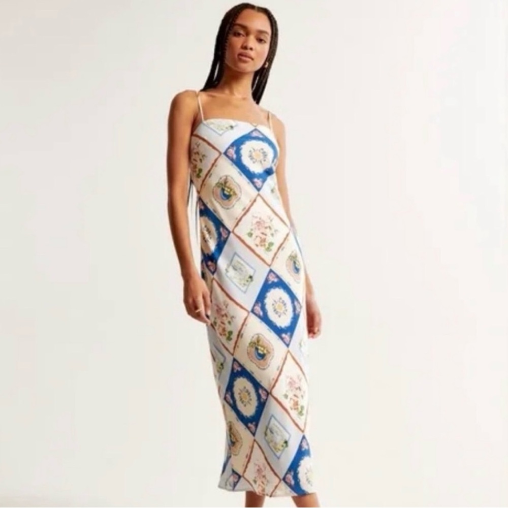 Abercrombie & Fitch Blue and White Midi Dress